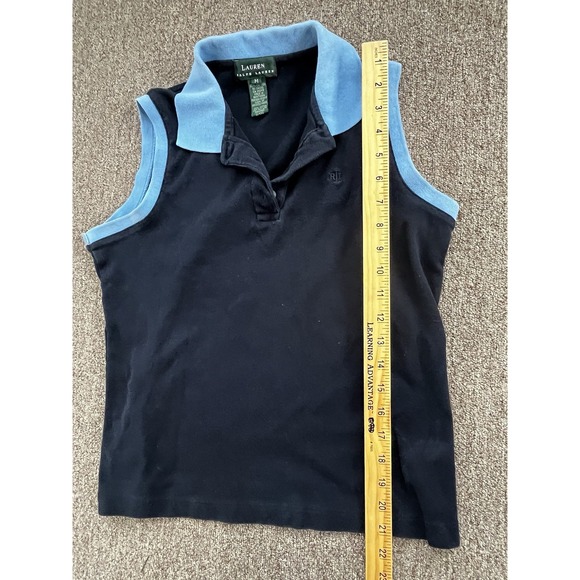 Lauren Ralph Lauren Womens Navy Sleeveless Polo Shirt Size Medium - Picture 5 of 6